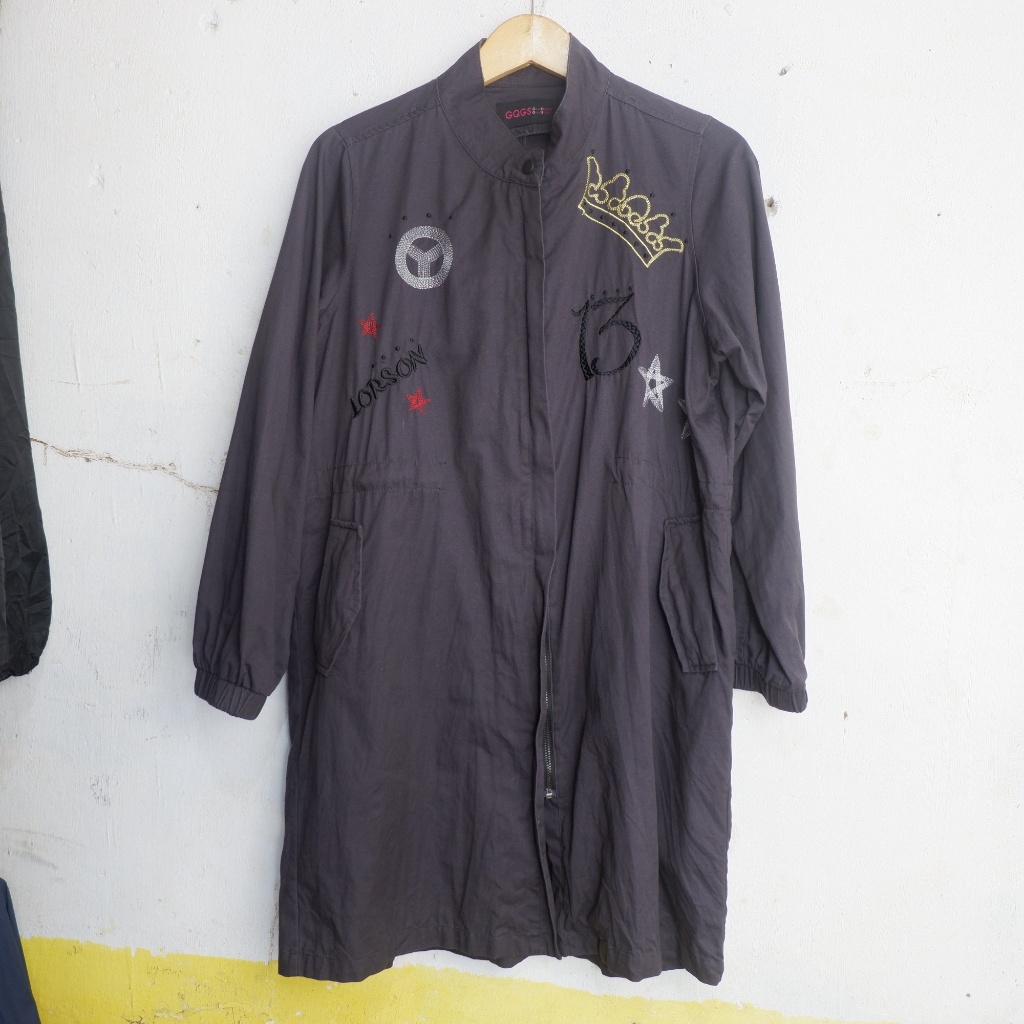 GQGS Mid-Weight Longline Trench Coat - Duster Jacket (Size L) - Preloved