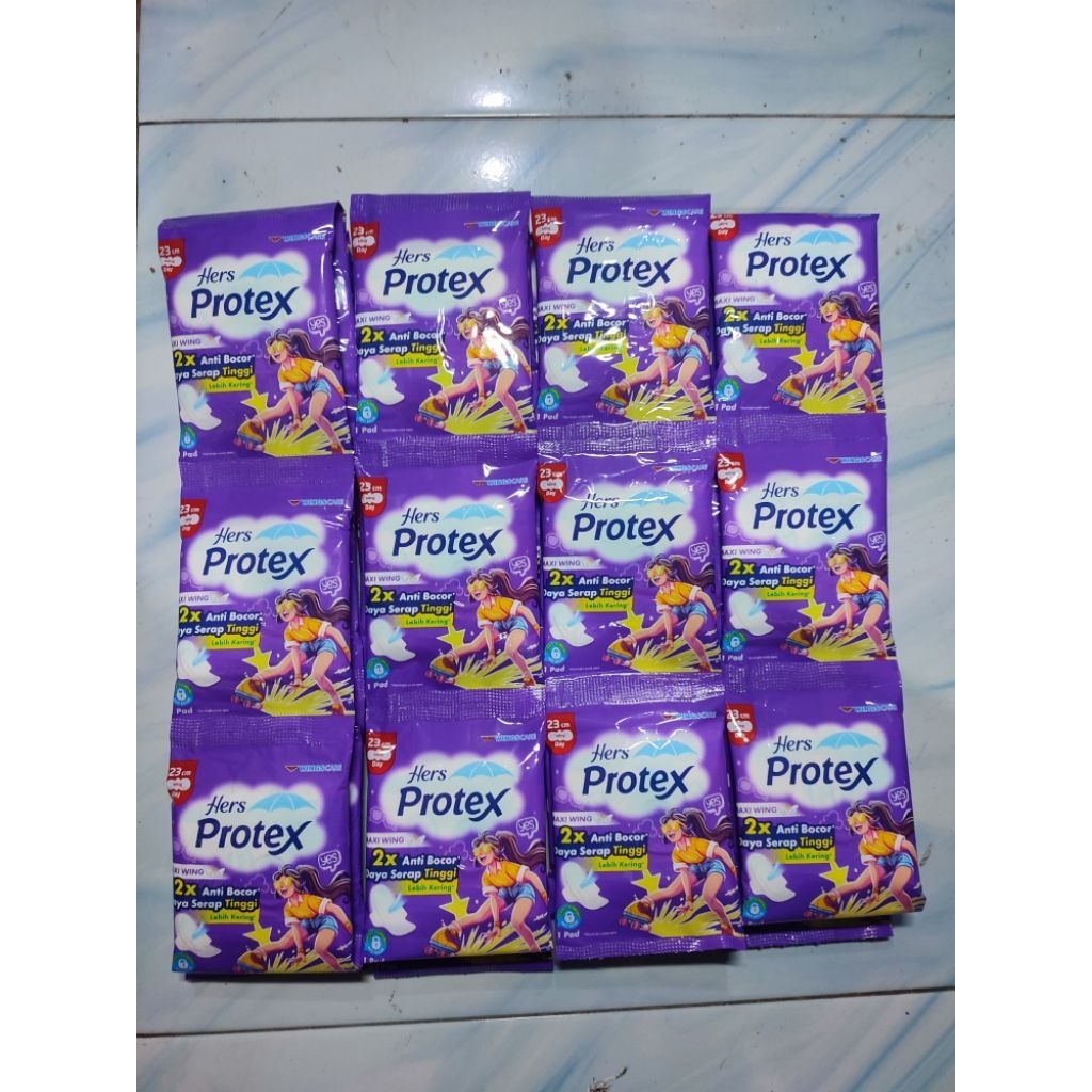 50 pcs Protex Pembalut Wanita Hers Ungu Sayap Maxi 23cm 5 Renceng Isi 50 Biji Anti Bocor 2x Serap Ti