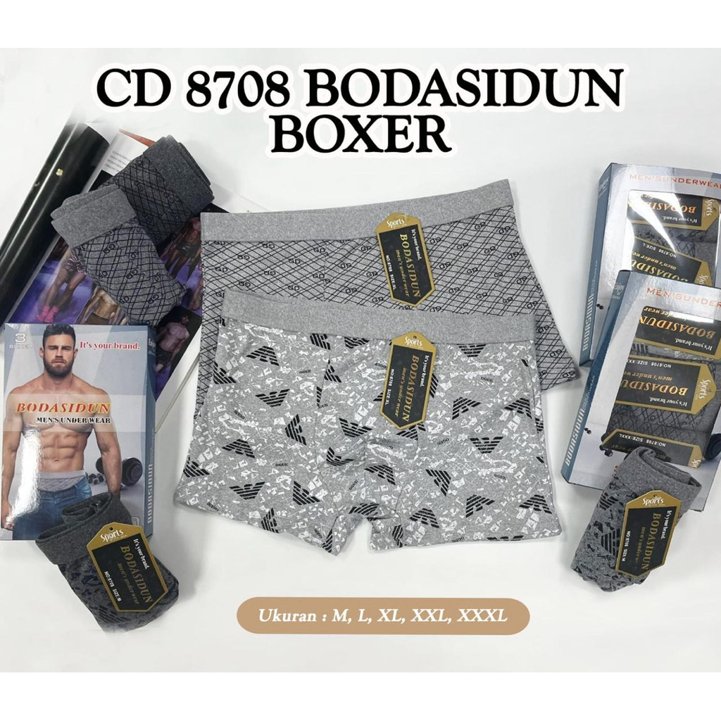 [3PCS] Celana Dalam Boxer Pria Motif | Boxer Dalaman Pria Motif Katun Tebal Murah