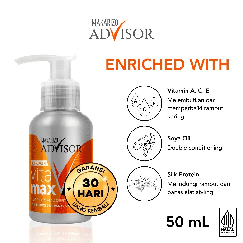 Makarizo Advisor Hair Recovery Vitamax 50ml Vitamin Rambut Serum Rambut Anti Rontok BPOM Original