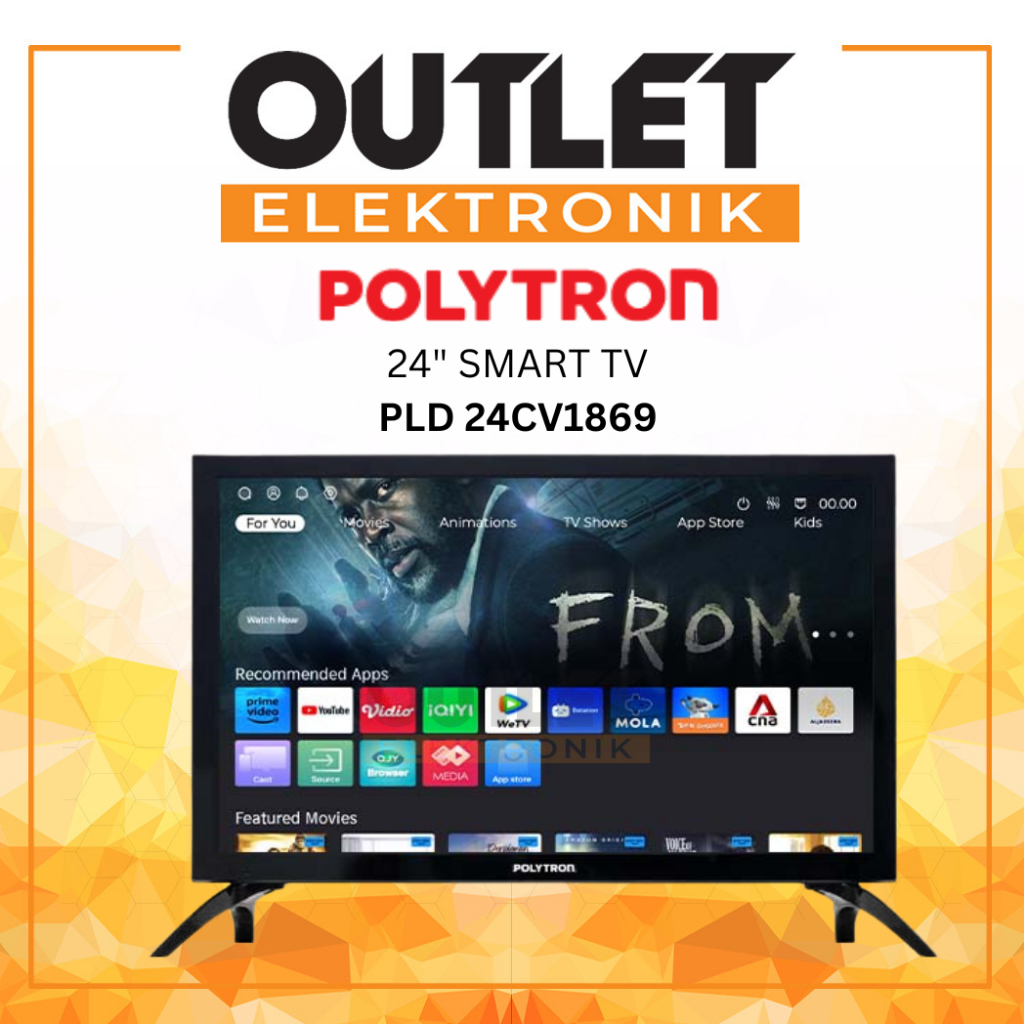 Polytron LED Smart TV 24 inch PLD 24CV1869 HD Ready 1366 x 768 DVB-T2 ATV OS Linux Based Quad Core 1