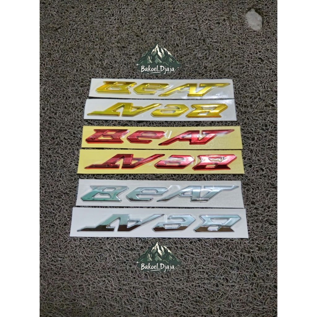 Emblem logo tulisan beat timbul 3d chrome emas gold merah / emblem beat street / stiker beat timbul 