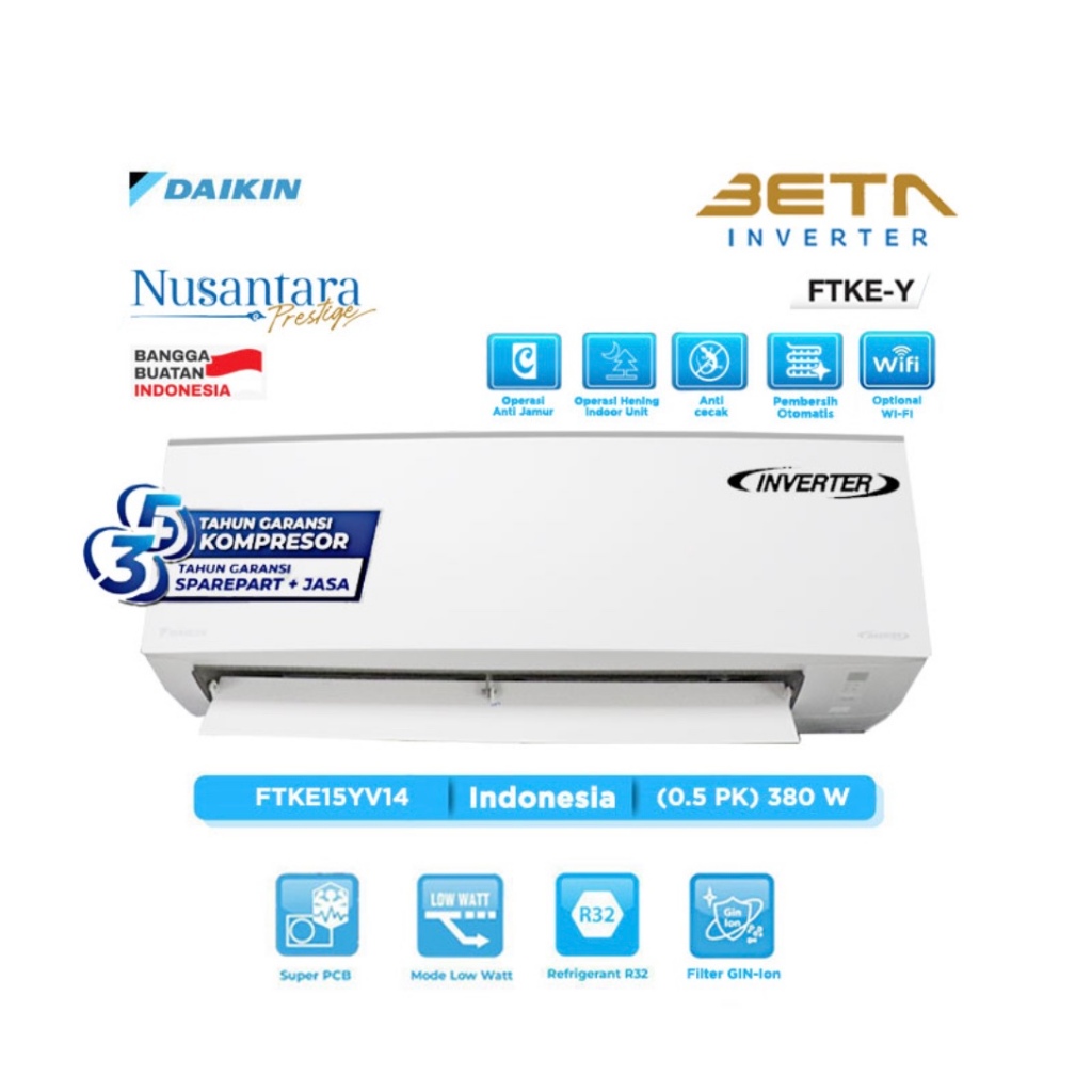 Daikin AC Split BETA Inverter FTKE-Y Series R32 1/2 PK - FTKE15YV14