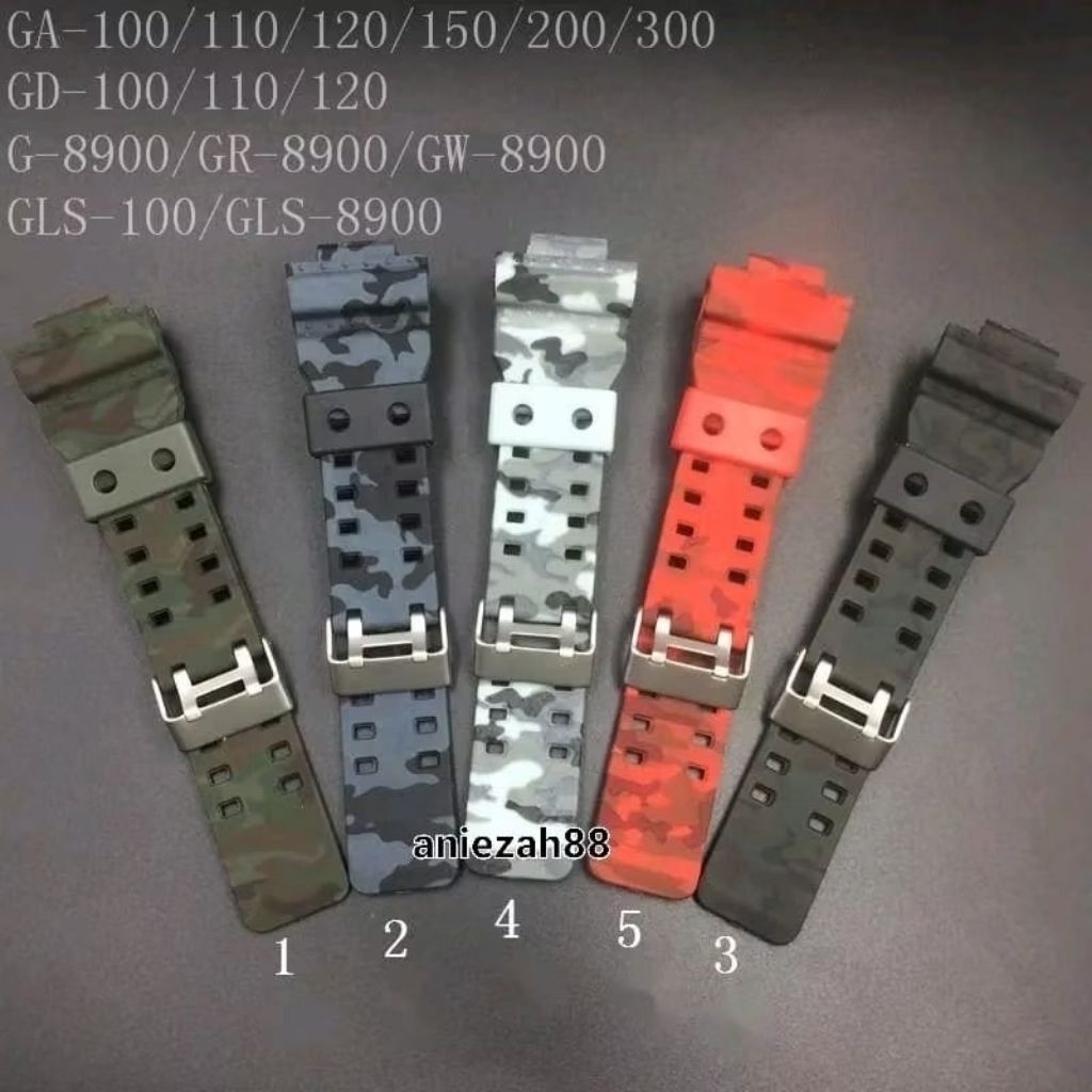 Strap Jam Loreng Army Tali Jam GA-100 GA-110 GA-120 GA-400 Loreng Army Strap Jam G-Shock Loreng