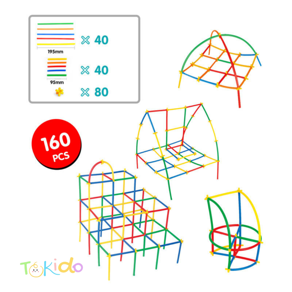 Mainan Edukasi Magic Straw 160 Pcs, Straws And Connectors Building Toys Mainan Rancang Bangunan 4 Dimensi