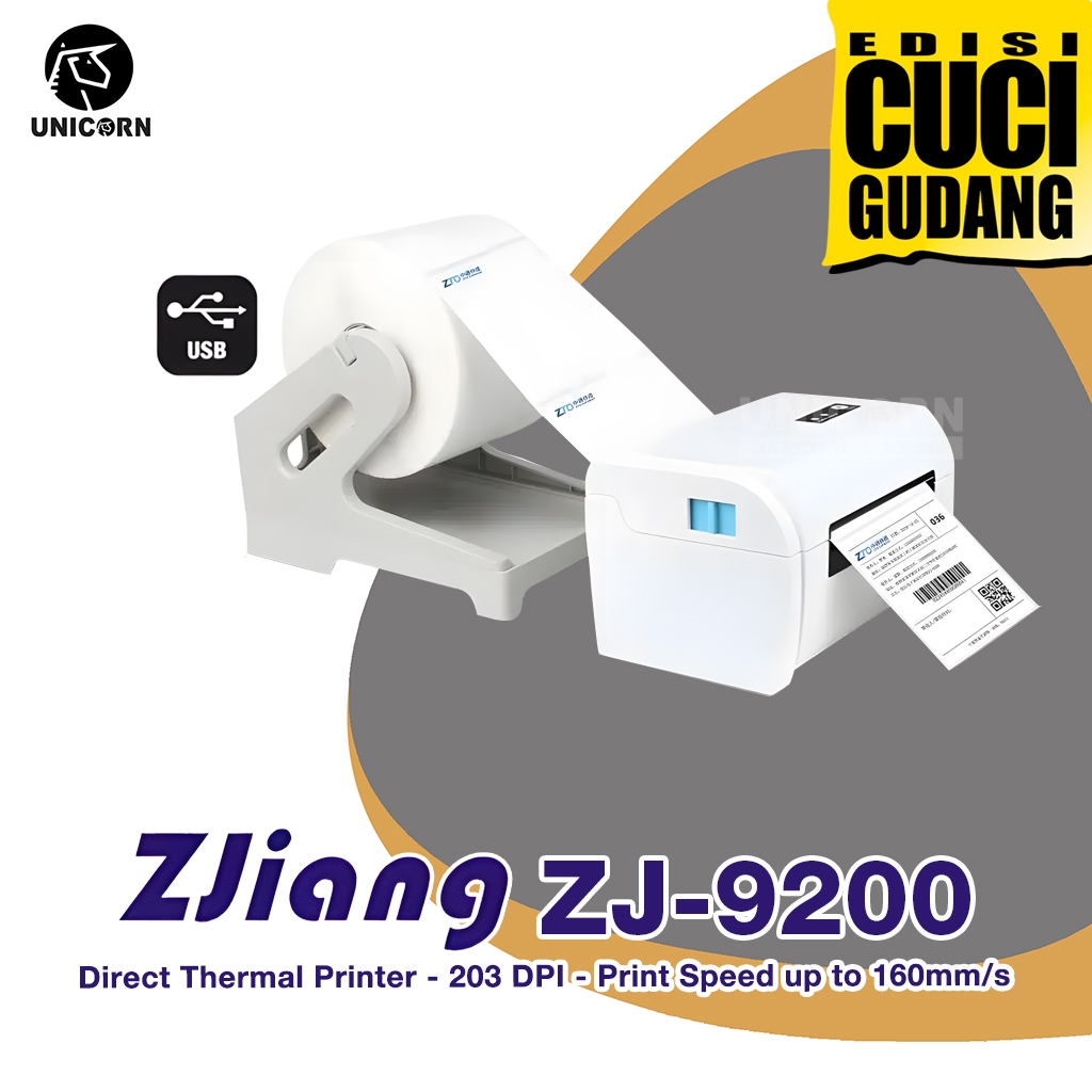 Printer Barcode Label Thermal USB A6 - ZJIANG ZJ-9200 ZJ9200