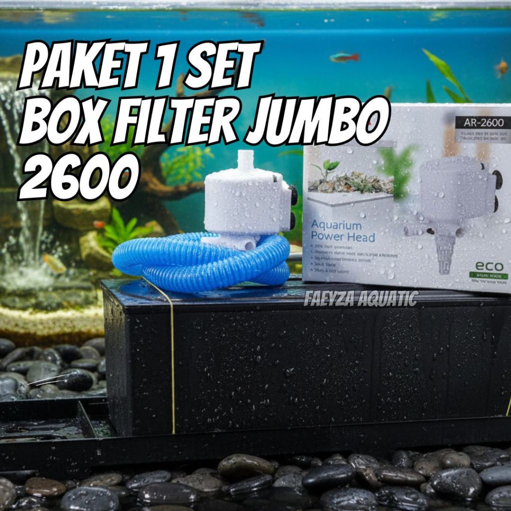 Paket Box Set Filter Aquarium Jumbo 2600 Paket Hemat 2000L/H Set Filter Jumbo untuk Akuarium Besar