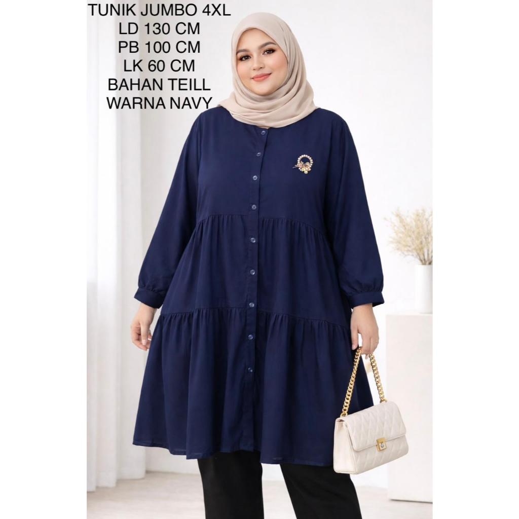 Tunik Atasan Jumbo Ld 130 Cm Model Polos Kekinian - Arra Tunik