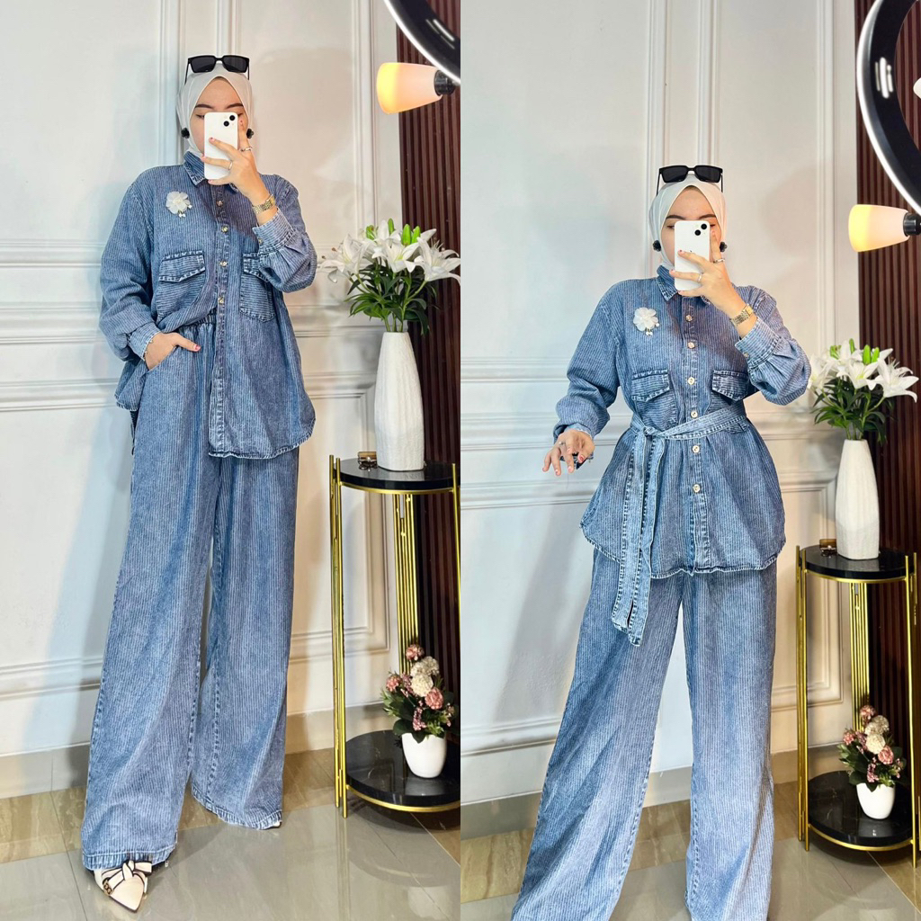 SETCEL MURCE ORI / SETCEL KEKINIAN / ONSET LONG TUNIK / SETELAN CELANA / STELAN CELANA