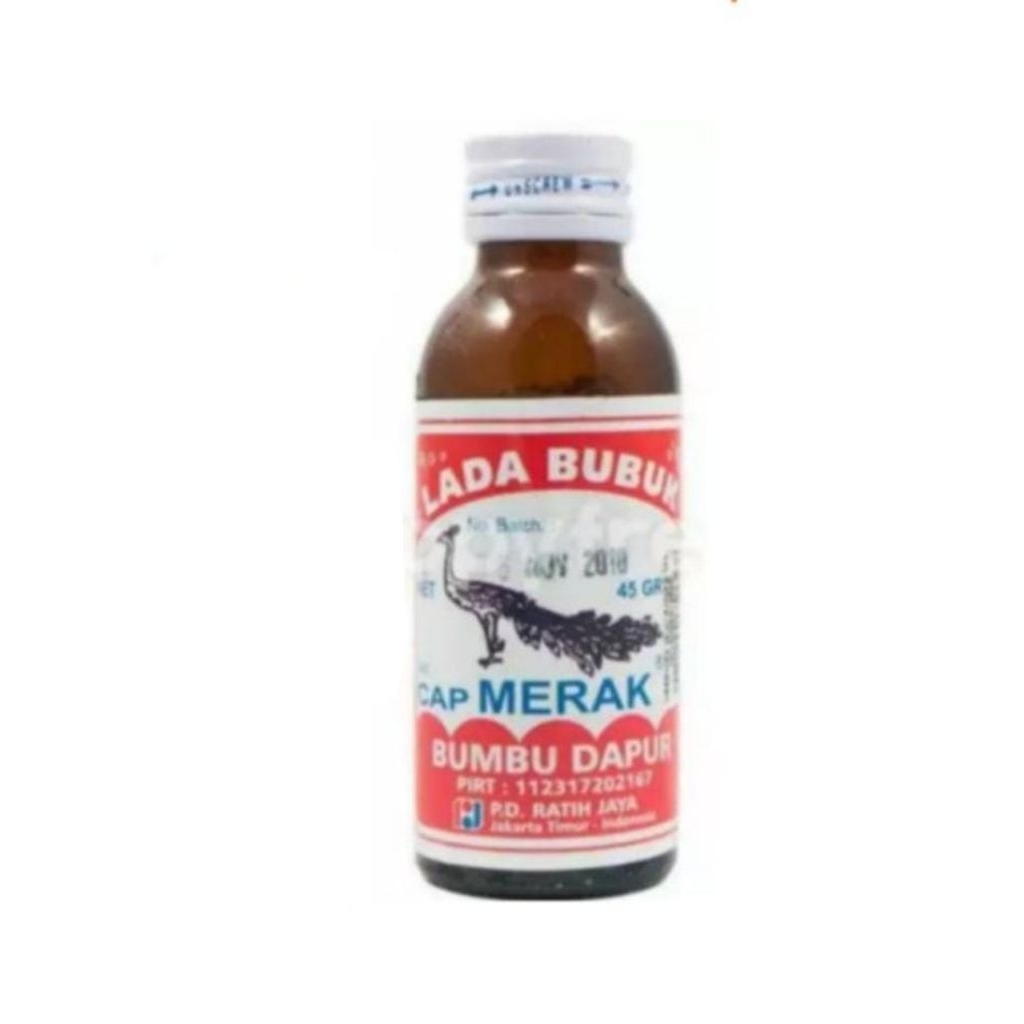 Lada Bubuk Cap Merak botol 45g / Lada botol / Lada botol Bubuk 45g