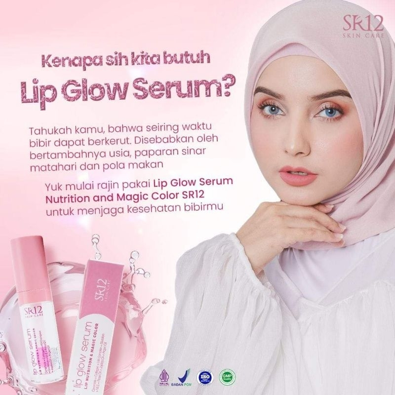 Lip Glow Serum Bibir SR12 Skincare Kosmetik - Lipstik & Pelembab Bibir Alami - Serum & Pemerah Bibir