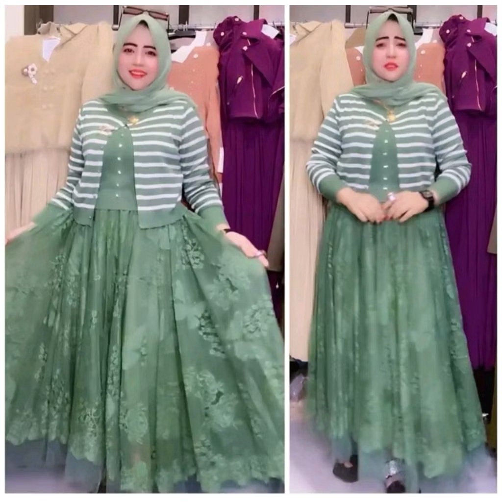 gamis dress  /midi dress zara rajut rompi terbestseller# terbaru