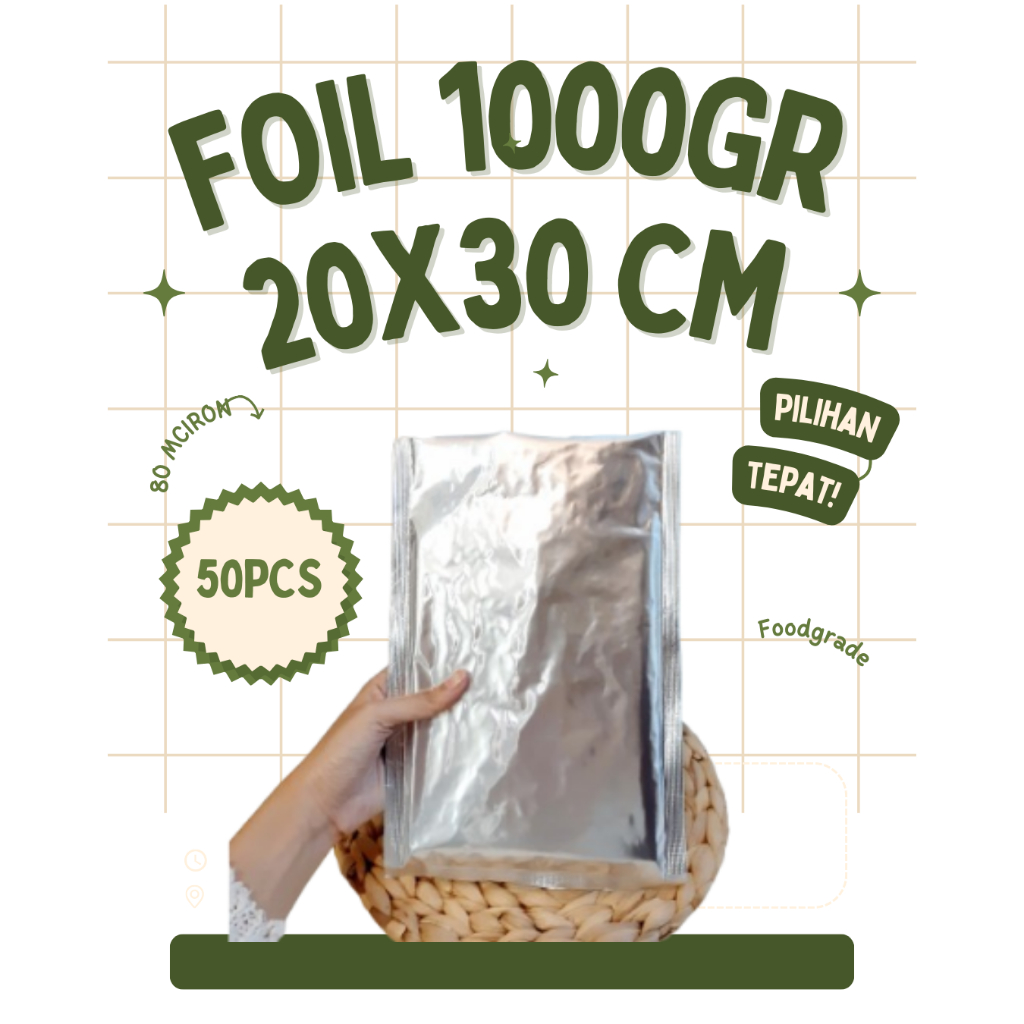 Alumunium Foil 1 kg 20 x 30 Kemasan Metalis Alumunium Foil For Sachet Bungkus Bubuk Bahan Foil