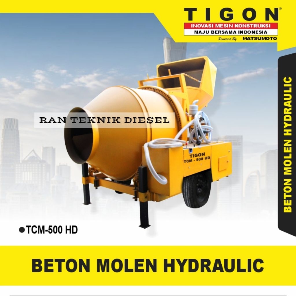 Mesin Molen Beton Hydraulic Mixser TIGON TCM 500 HD