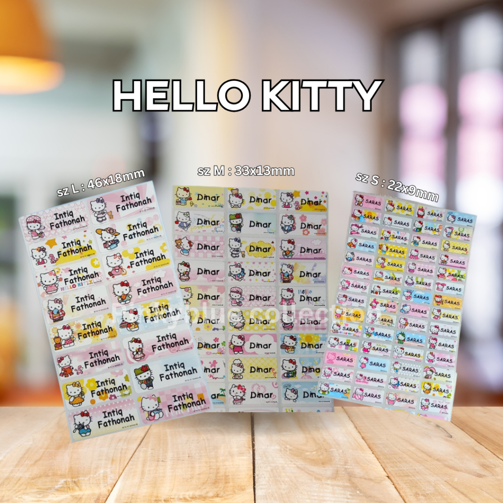 Hello Kitty Stiker Label Nama waterproof stiker nama anak