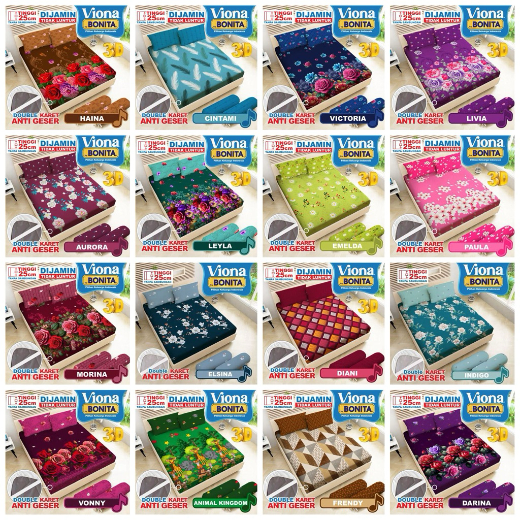 SPREI BONITA KARET 6 KAKI / SPREI BONITA KARET 180x200 / SPREI BONITA MURAH/ SPREI BONITA VIONA