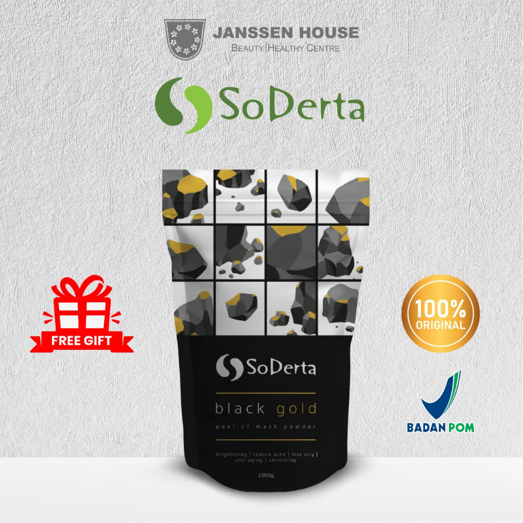 SODERTA BLACK GOLD PEEL OFF MASK 1KG | Masker Karet Bubuk Rubber Jelly Klinik Kecantikan Original BP