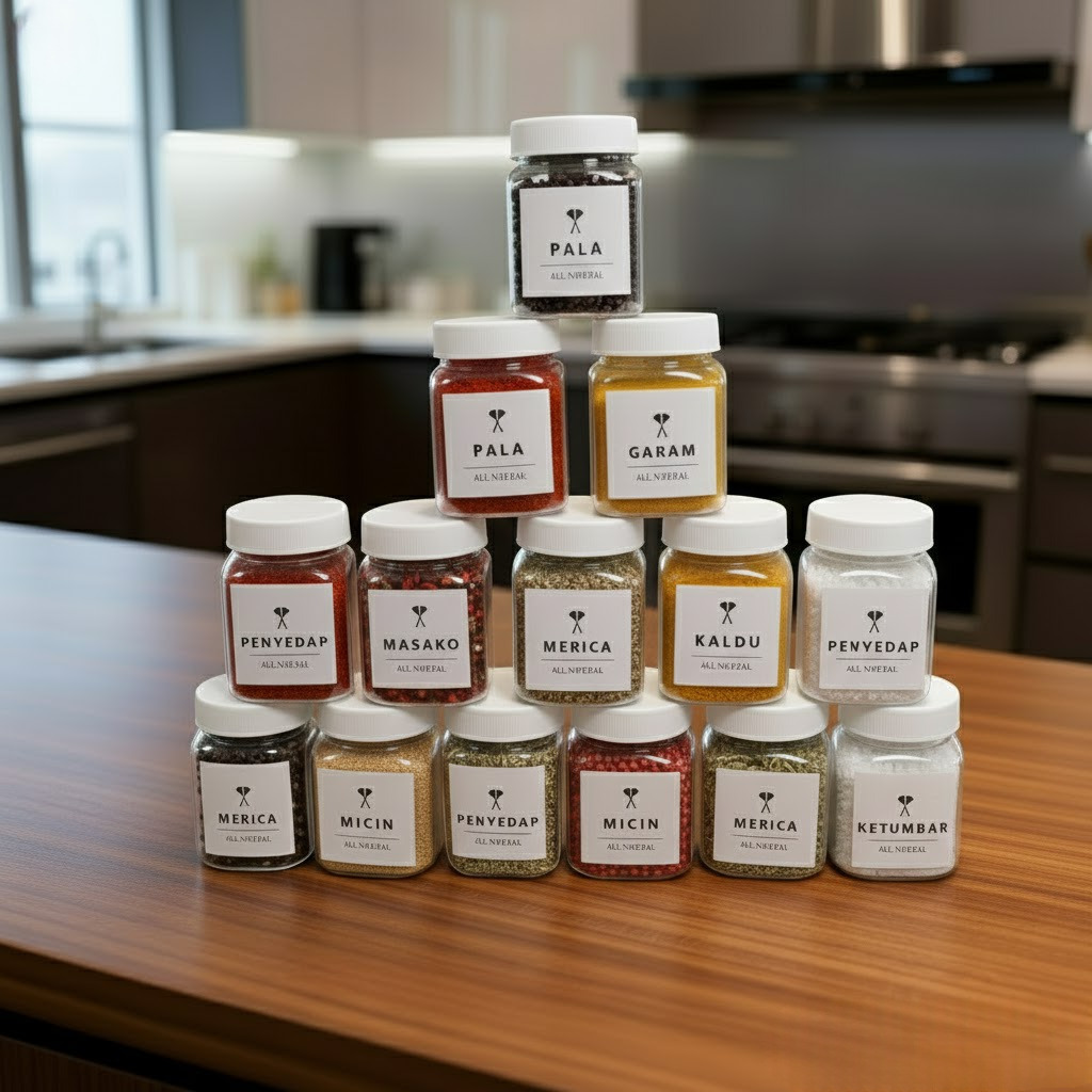 Toples Bumbu Dapur Toples Plastik Kotak Tutup Putih 200ml Free Sticker