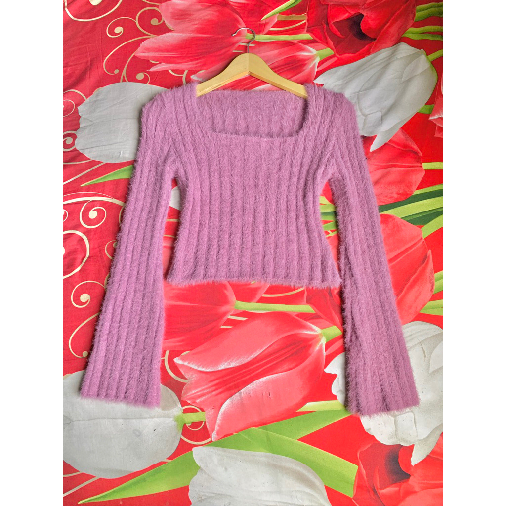 crop rajut fuzzy
