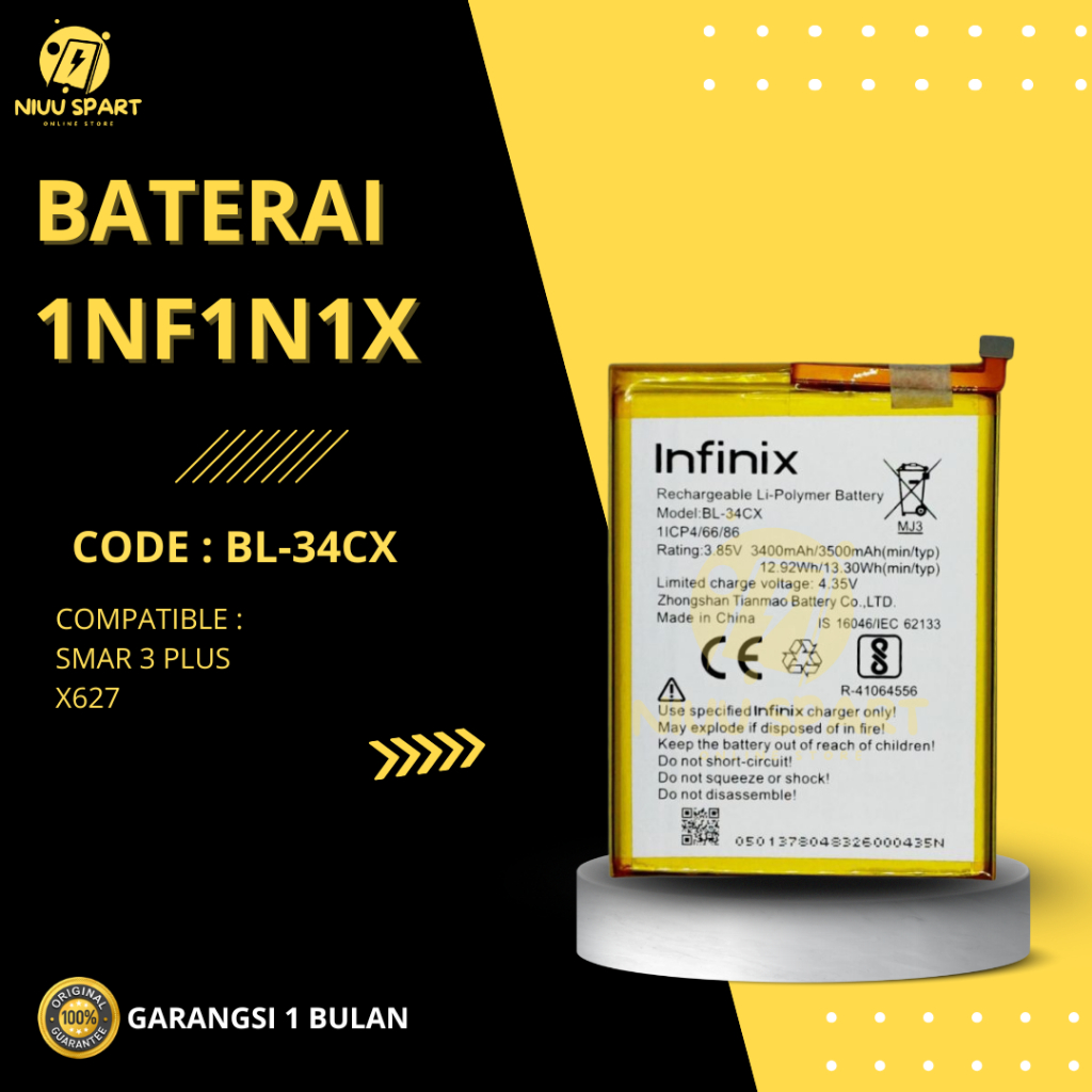 BATERAI BATTERY BL-34CX INFINIX SMART 3 PLUS X627  DOUBLE [IC POWER] ORIGINAL