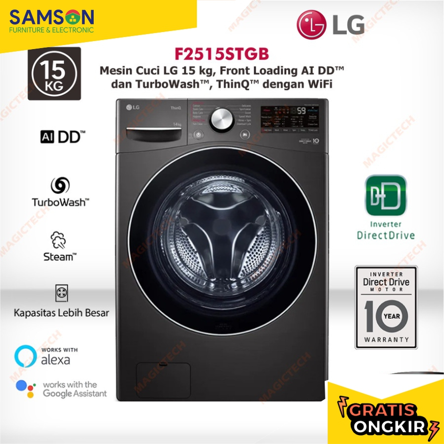 MESIN CUCI LG 15 KG F2515STGB FRONT LOADING AI DD TURBO WASH WIFI