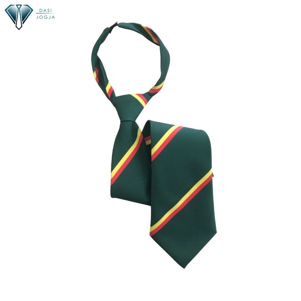 Dasi Instan Hijau Motif Garis Premium