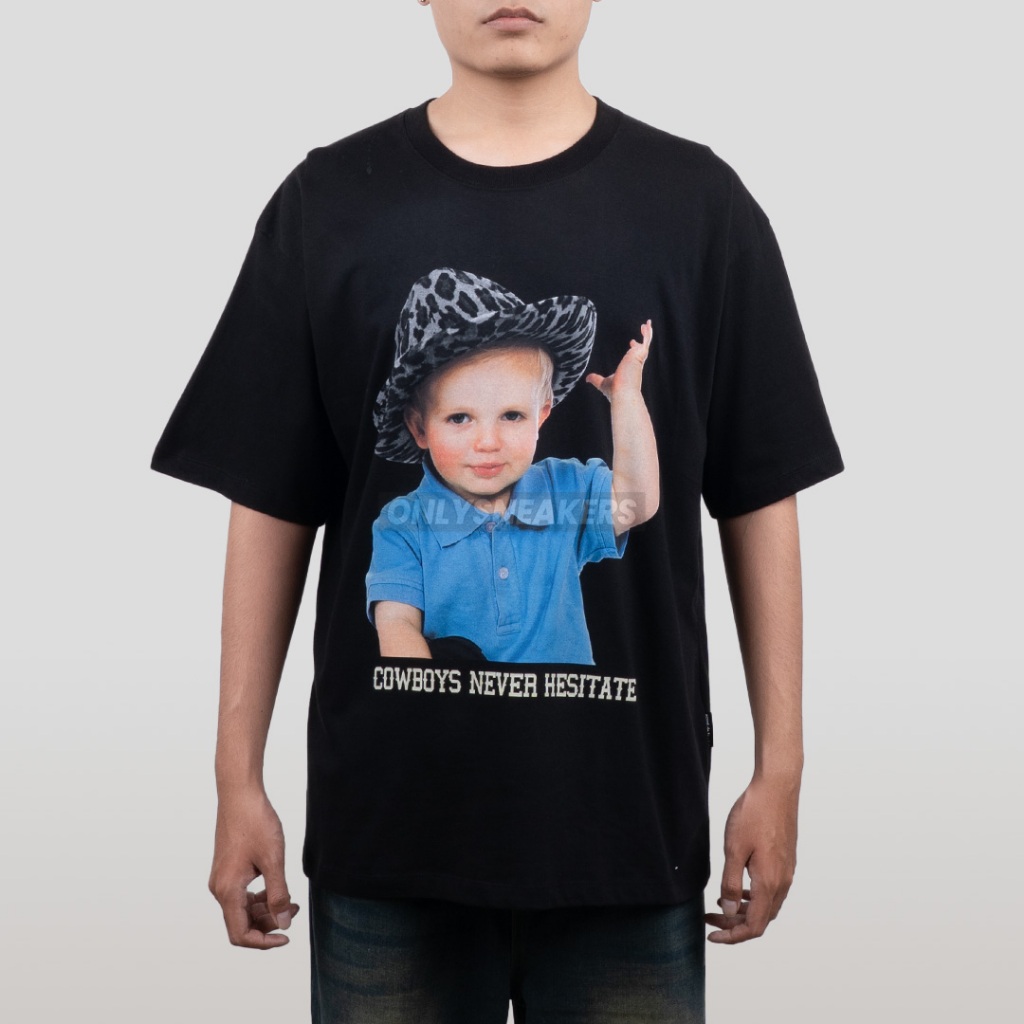 ADLV BABY FACE COWBOY LETTERING BLACK TEE
