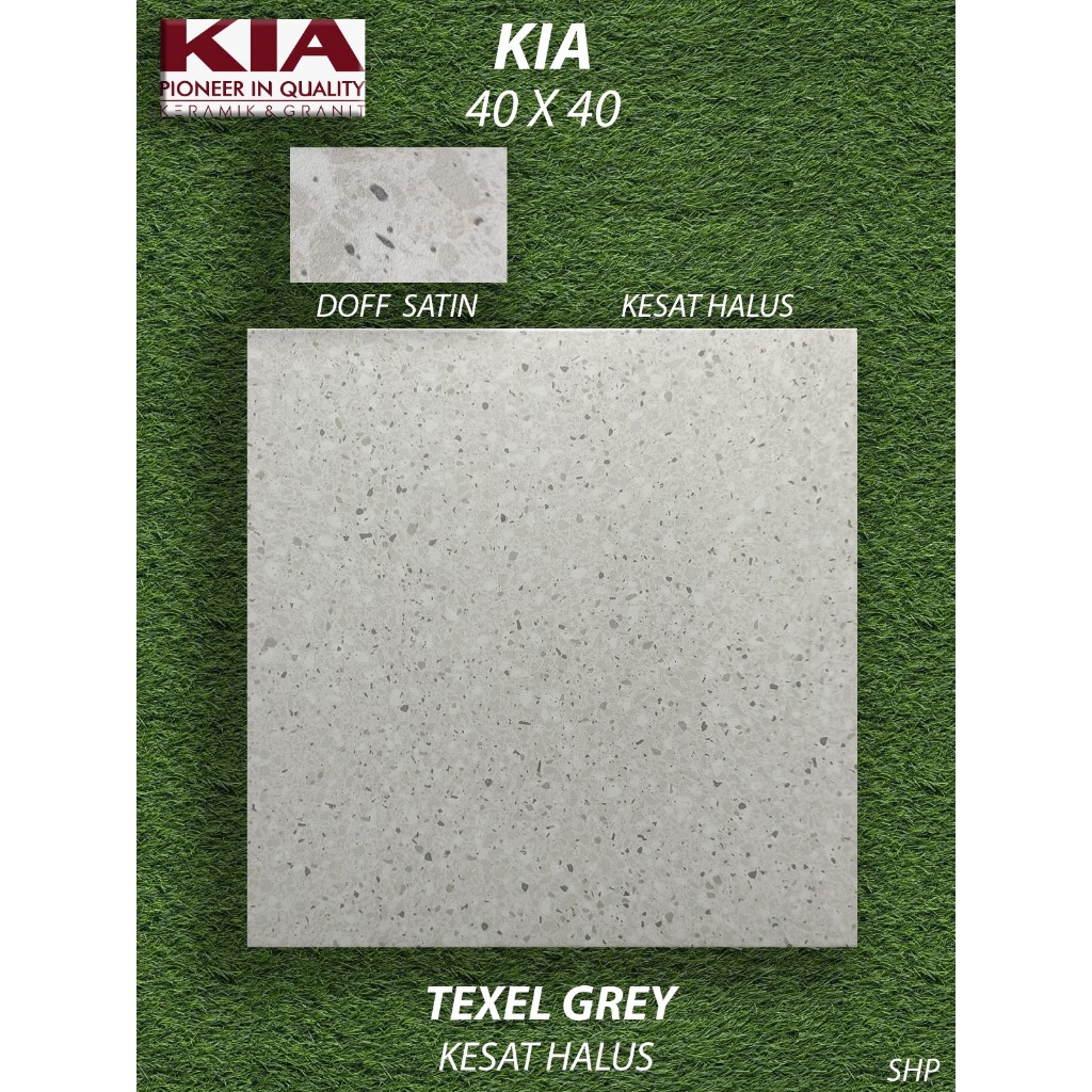 Keramik Lantai Motif 40X40 KIA Texel Grey Anti Slip KW1 Pekanbaru Riau, Motif Terrazo