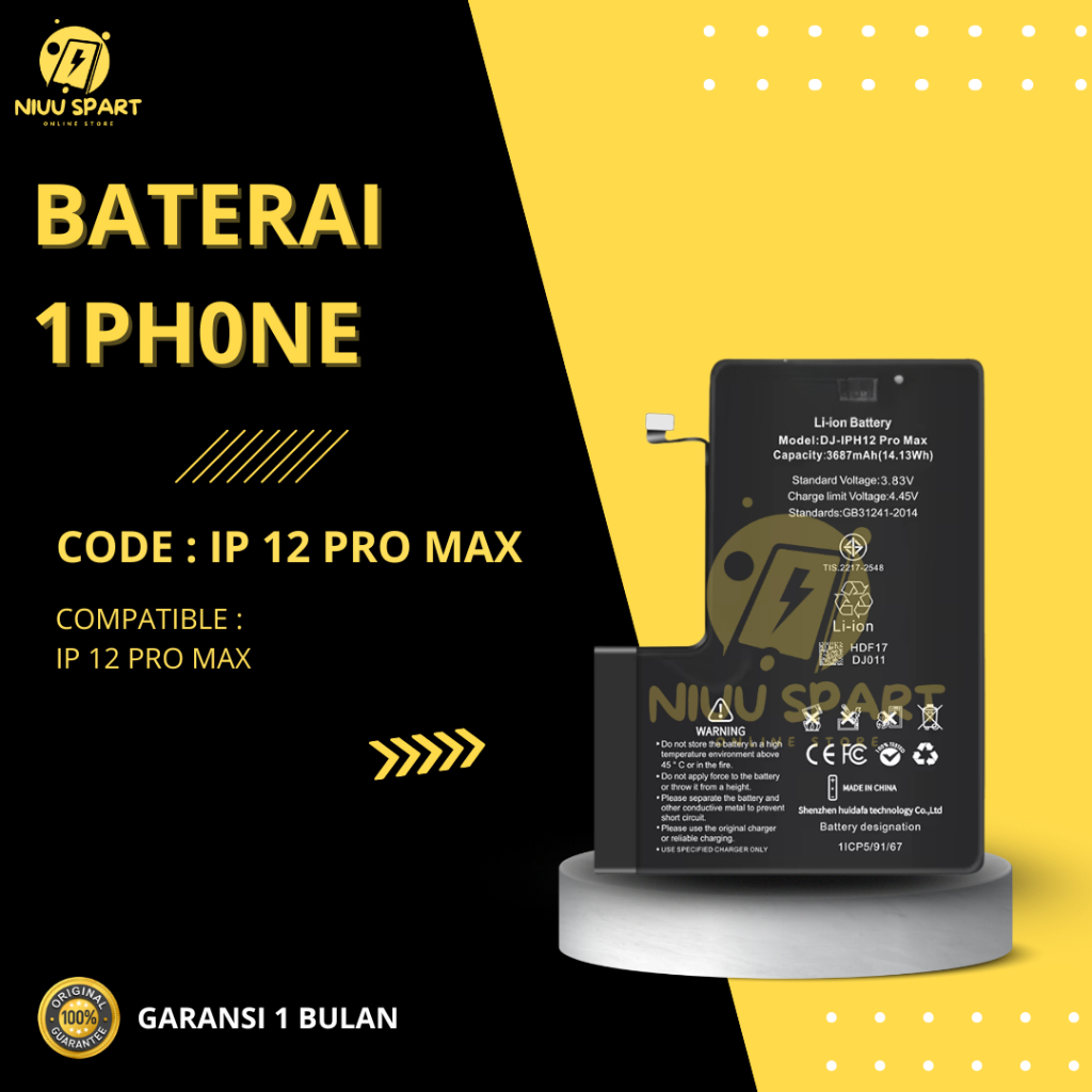 BATERAI BATTERY IPHONE 12 PRO MAX DOUBLE [IC POWER] ORIGINAL