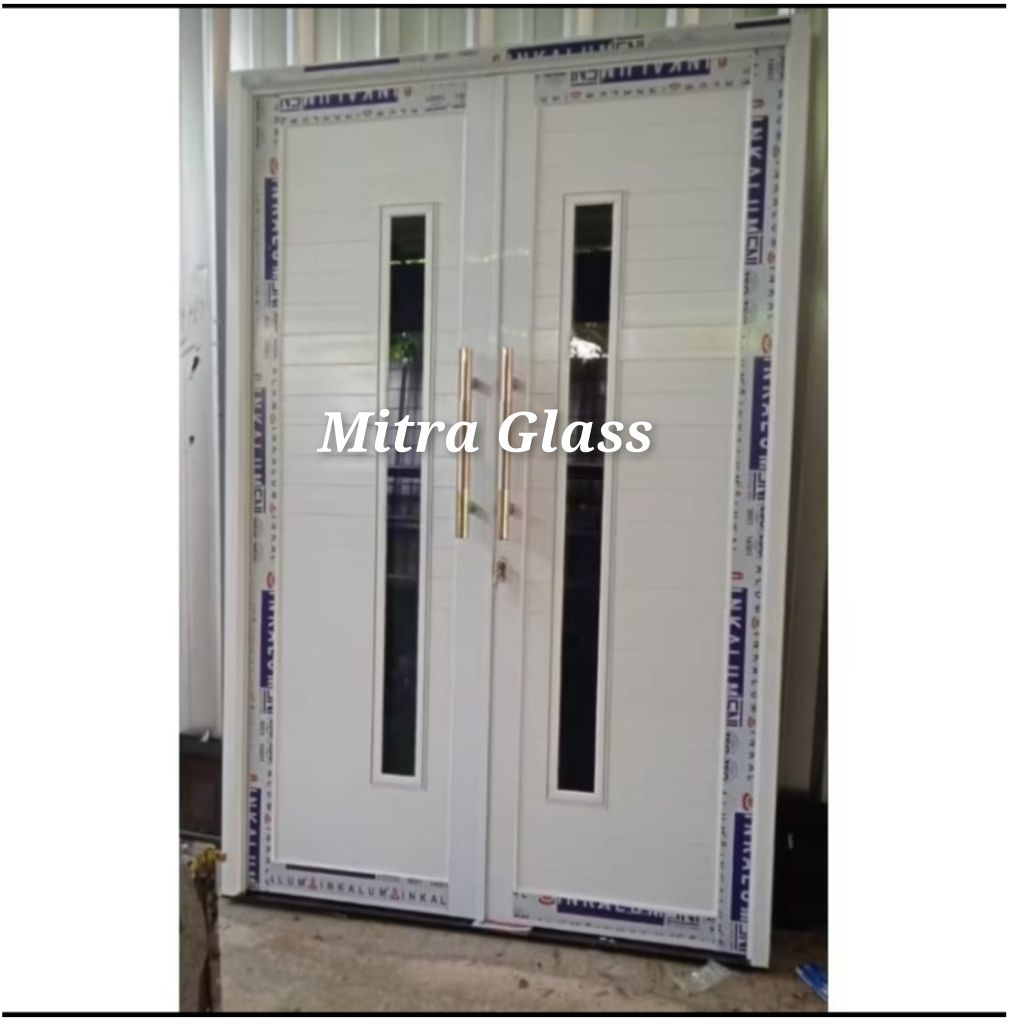 Pintu double aluminium+Kaca Intip L130 x T210