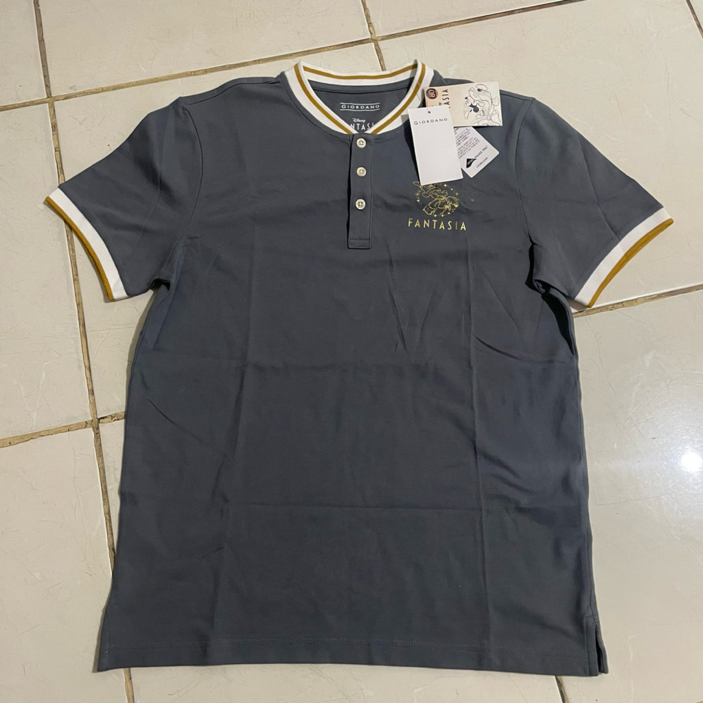 GIORDANO Polo Shirt Grey Disney Fantasia Size M