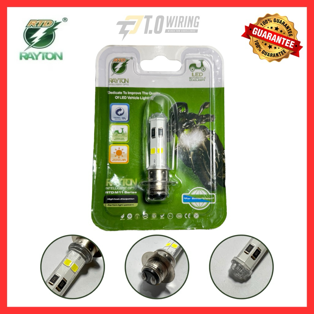 ORIGINAL RAYTON RTD LAMPU H4 LED 6 SISI 30 WATT M11P DAN H6 4LED  | LAMPU UTAMA MOTOR H4 30 WATT | L