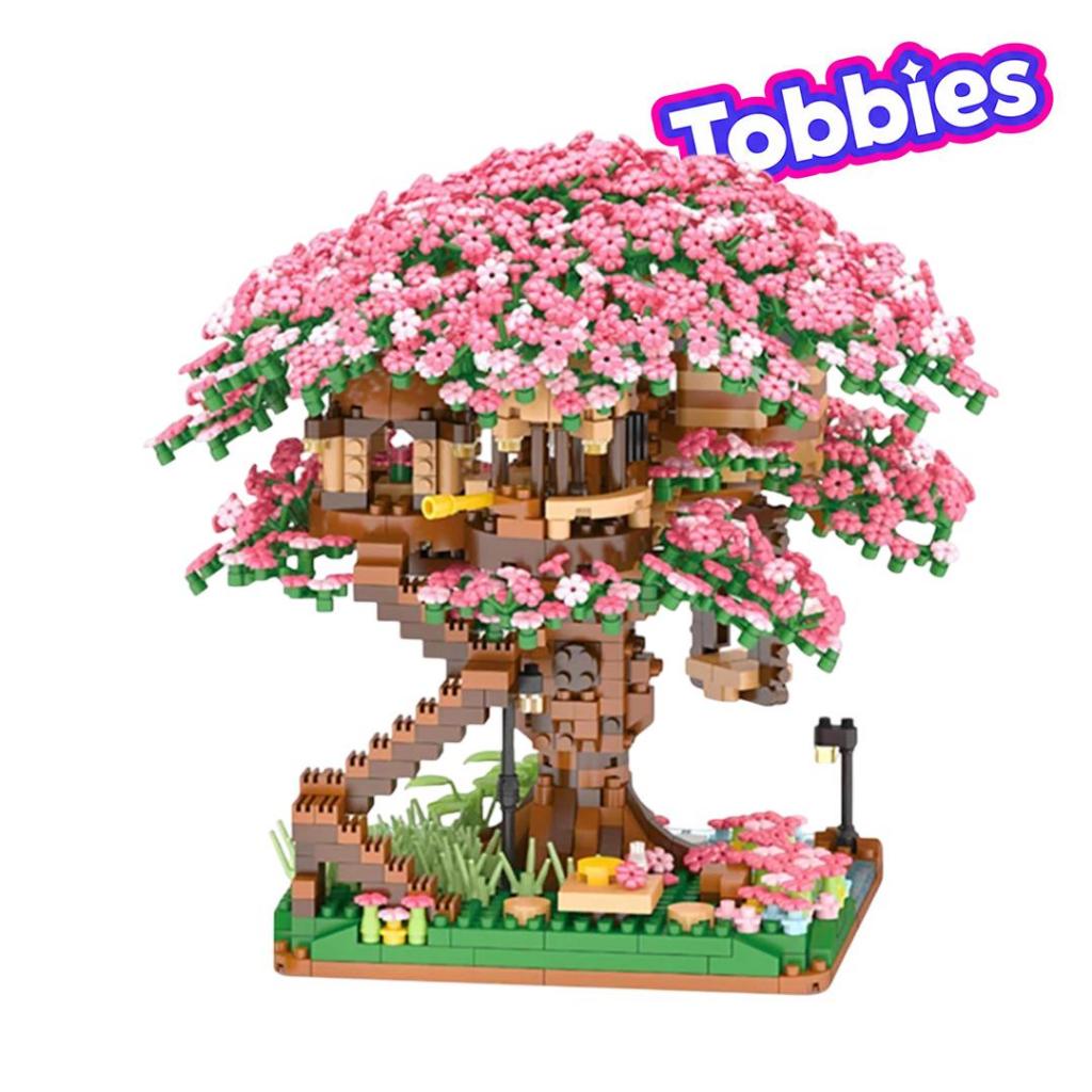 TOBBIES FUN SHOP Mainan Balok Susun Rumah Pohon Bunga Sakura 2008 Bricks Miniatur Pohon Sakura Rumah