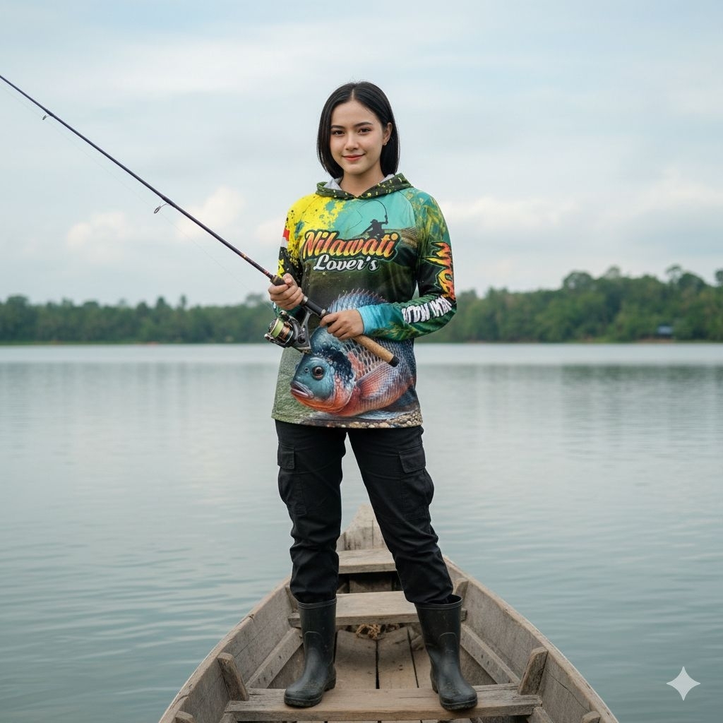 Jersey Mancing Ikan Nila Baju Mancing Full Printing Lengan Panjang Dryfit Tebal Halus