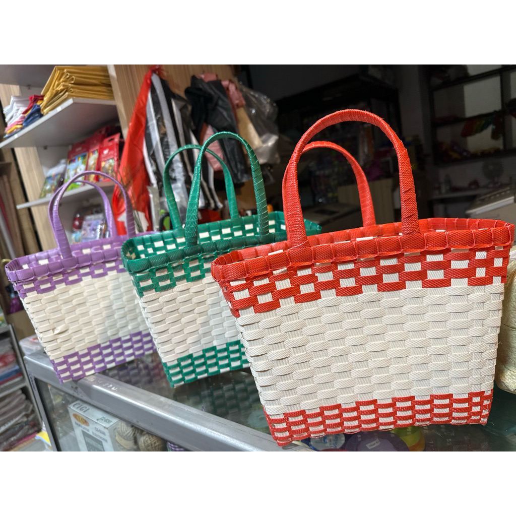 Tas anyam belanja/ tas anyam plastik sintetis/ tas belanja