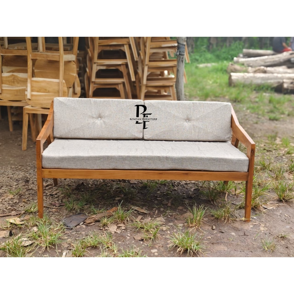 bangku sofa kayu jati asli minimalis dudukan busa tebal