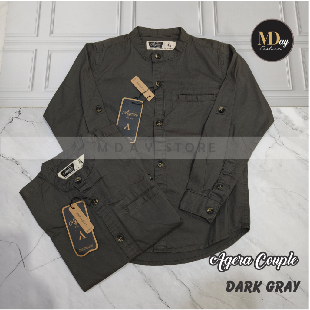 AGERA KEMEJA KOKO COUPLE AYAH ANAK SPESIAL DARK GRAY KATUN TWILL TERBARU