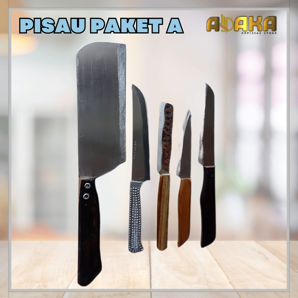 Pisau Dapur Satu set Lengkap/ Pisau Chef/ Pisau Roti/ Pisau Santoku/ Pisau Roti/ Pisau Buah