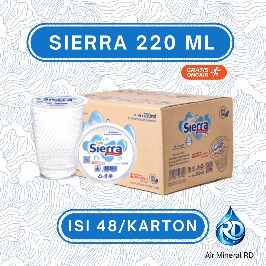 RD - SIERRA Cup 220 ML 1 Dus - Isi 48 x 220 ML - Air Minum Mineral Botol