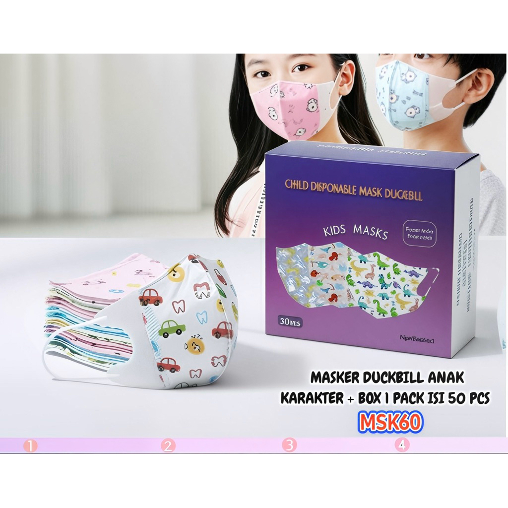 Masker duckbill anak 50 pcs murah tebal Masker duckbill anak cowok isi 50 Masker anak cewek isi 50 s