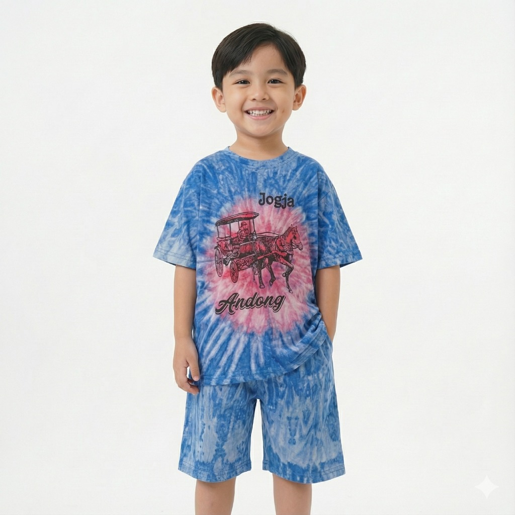 Baju Setelan Anak Laki Laki Perempuan Motif Jogja Kaos Tie Dye Batik Katun Nyaman
