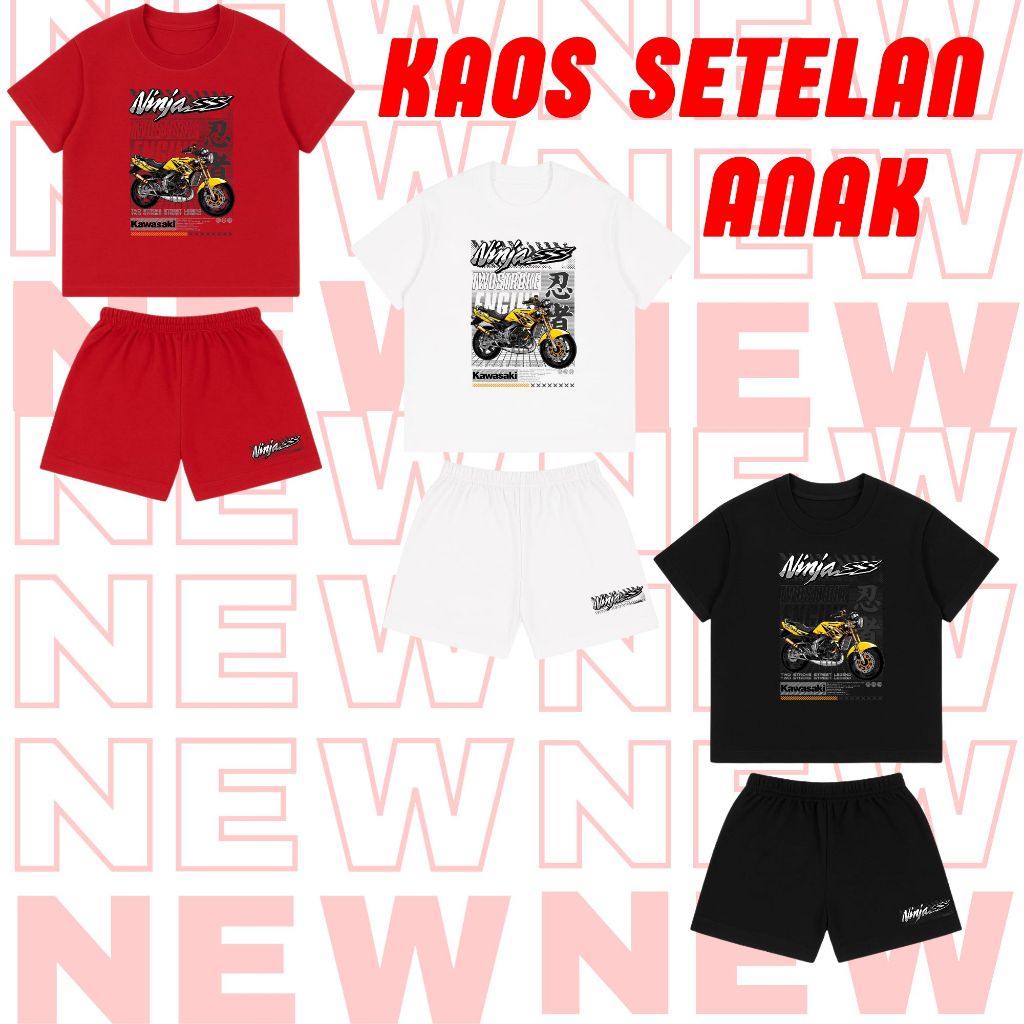 Widzikids Kaos Anak Pendek Ninja SS –  Setelan Anak Pendek Motor Ninja