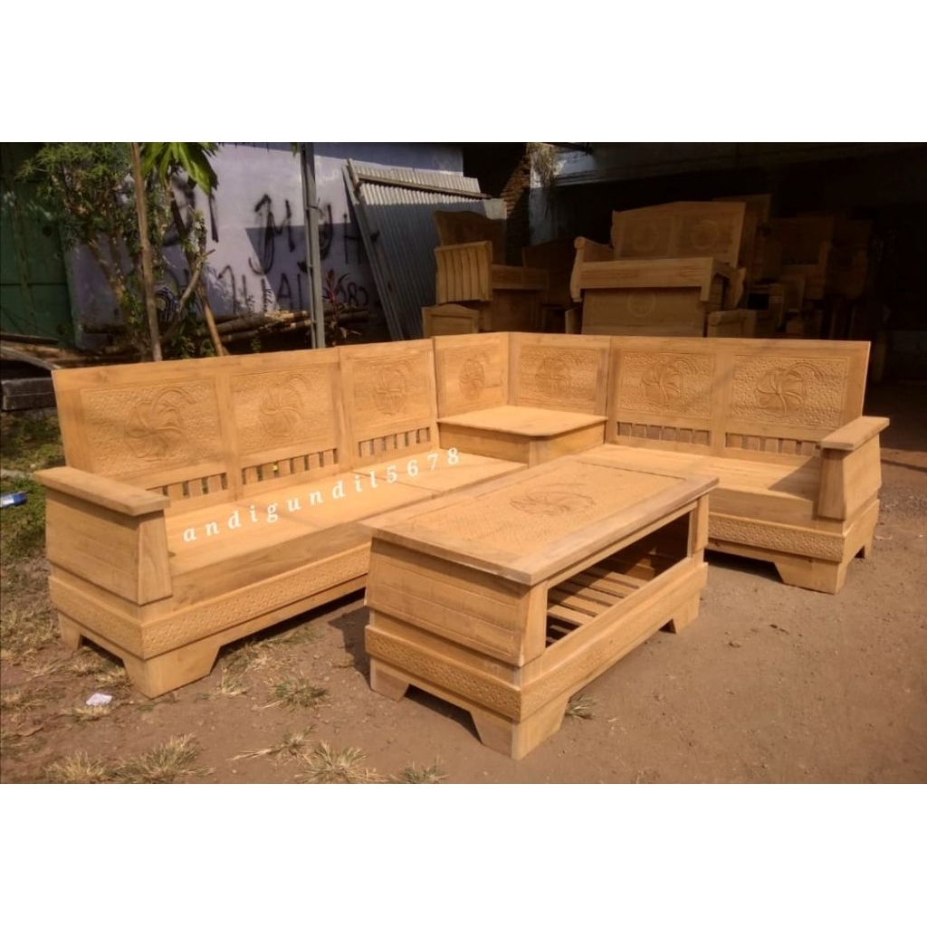 Kursi Tamu Minimalis Full Kayu Jati TPK Perhutani Kursi Bangku Tamu Kayu Jati Bangku Santai Jati