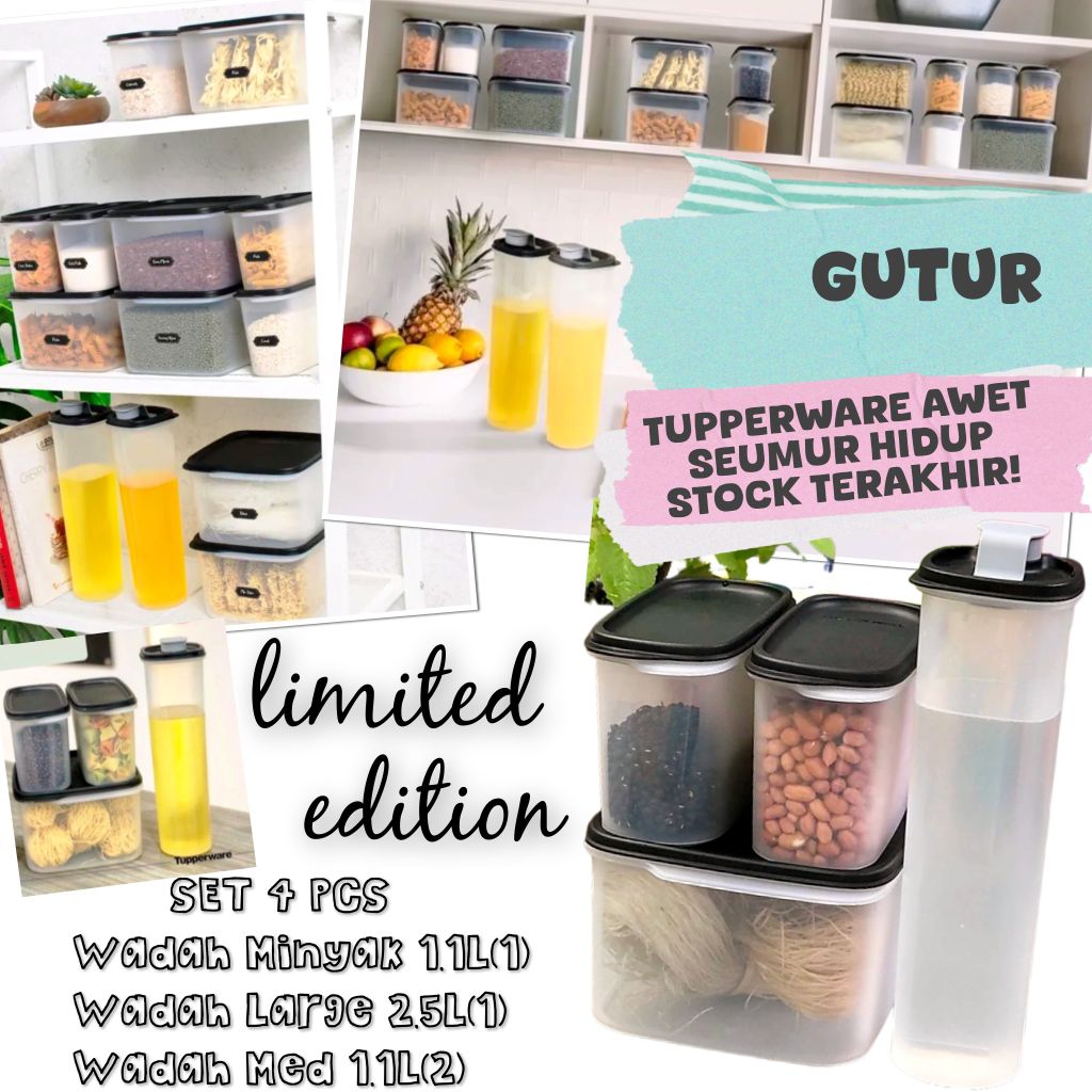 Tupperware Original Promo Wadah Bumbu Dapur Modern Tempat Minyak Makanan Kering