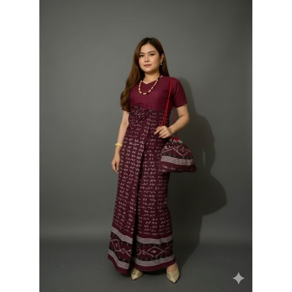 BAJU + SARUNG TENUN BLANGKET + TAS SEPUK ADAT TORAJA - TENUN ASLI JEPARA