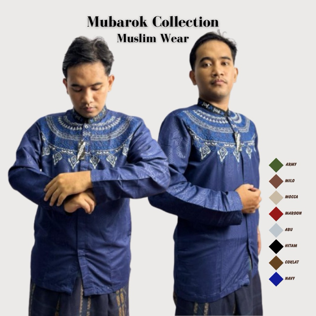 Baju koko Mubarok collection dewasa embos panjang pria terbaru baju koko taqwa muslim