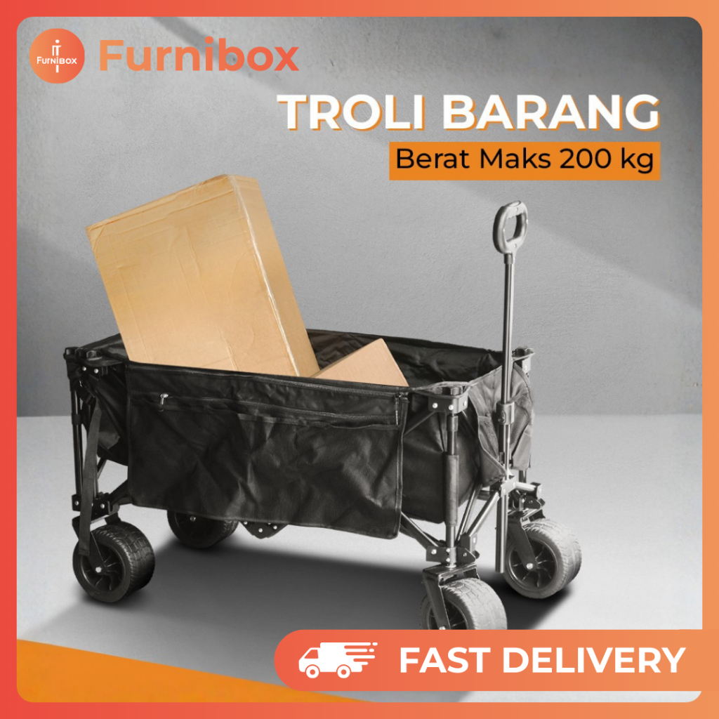 Troli Gerobak Dorong Boot Camp Trolley Oxford Portable Lipat Outdoor