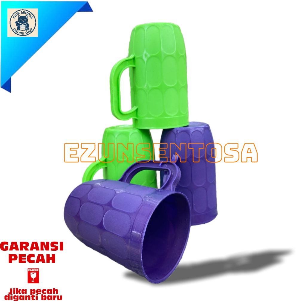 (12 pcs) Gelas Es Teh Gelas Plastik Warna Tebal TTM
