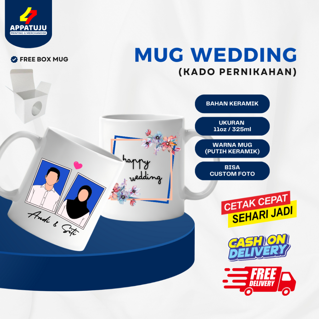 MUG KADO PERNIKAHAN | MUG WEDDING | HAMPERS PERNIKAHAN | HAPPY WEDDING