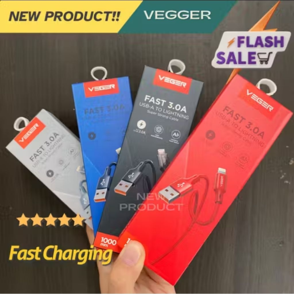 Kabel Charger iPhone Lightning Veger Original Fast Charging